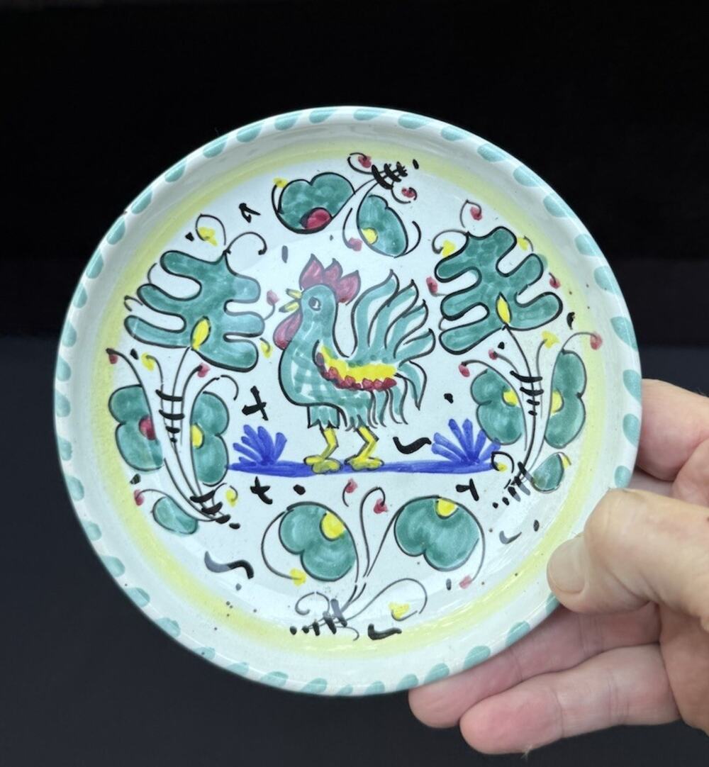 Sambuco Deruta Italian Pottery Rooster Folk Art Hand-Painted Trinket Dish C34